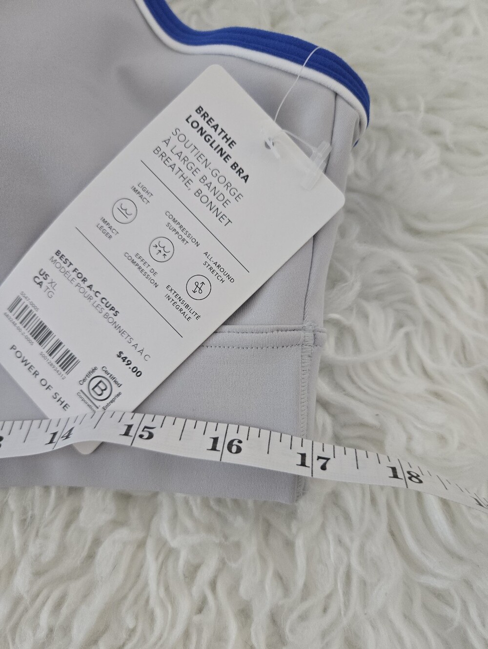 Athleta Breathe Longline Piping Bra designed for A–C cups. Color Galactic Grey. - Picture 5 of 7